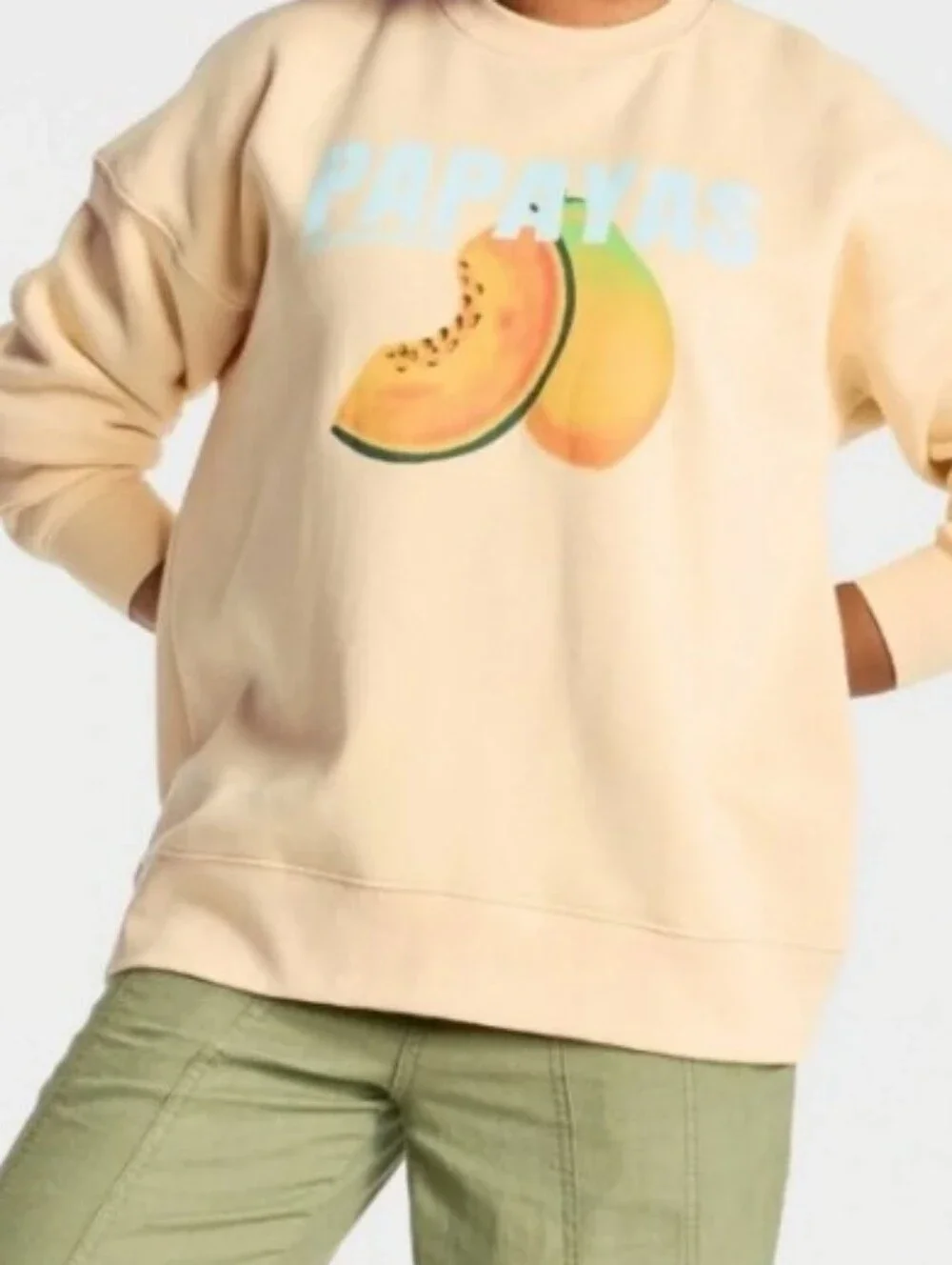 Wild Fable Womens Y2k Papaya Graphic Oversized Sweatshirt Yellow Size XL - Picture 3 of 17